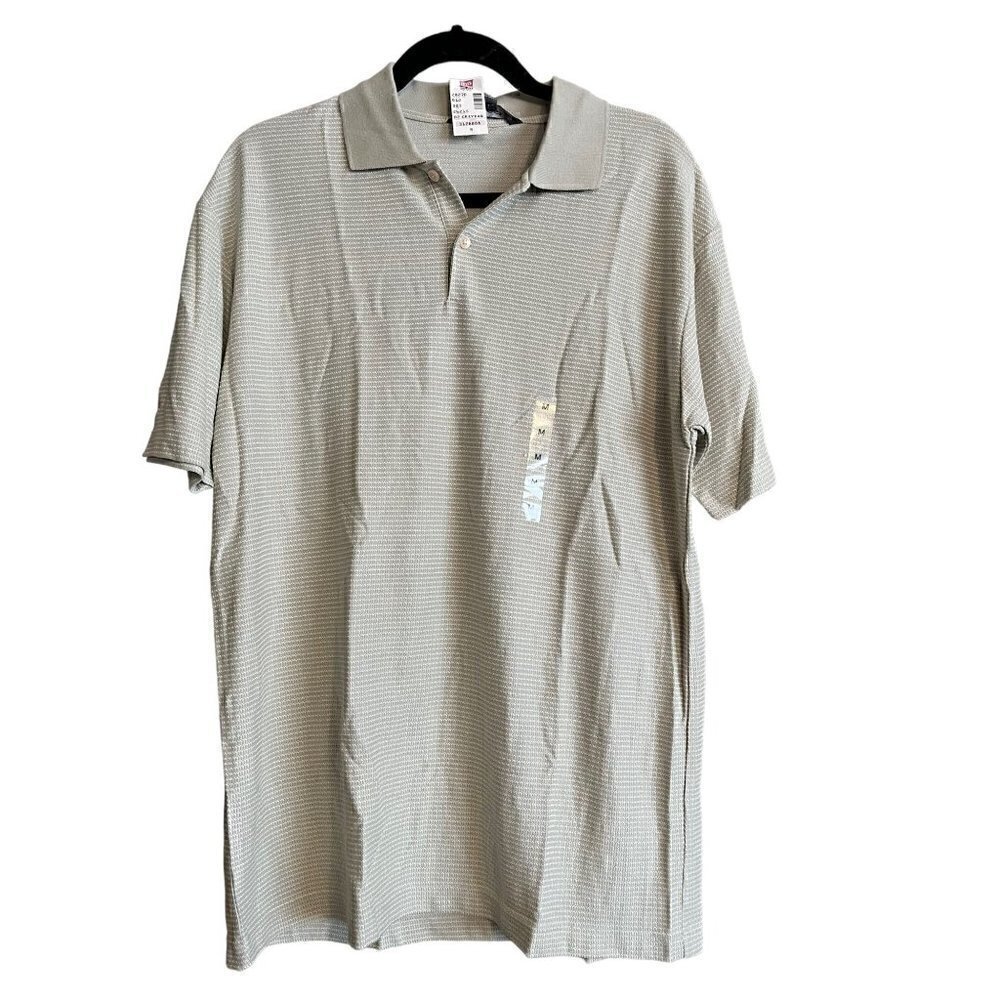 Men's Slates (Dockers) Medium Short Sleeve Polo Shirt, Gray/ Olive Green